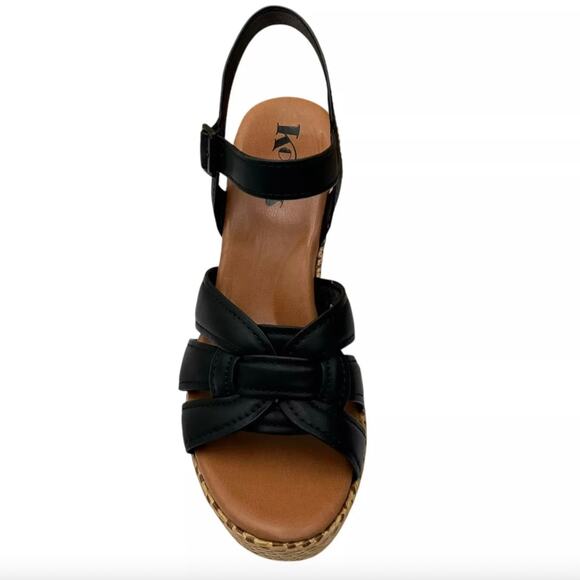 KORKS Dee Wedge Platform Sandal Size 7 Black/Tan Block Heel sz 8 NEW $130 - Picture 5 of 7